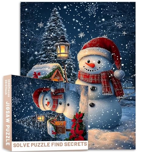 Laterne, Schneemann, Briefkasten, Nacht, 1000 Teile, Erwachsenen-Puzzle, Weihnachtsbaum, Schnee, 68,6 x 50,8 cm, anspruchsvolle Familienaktivitäten, Spiele, bunt, Bastelpuzzle für Heimdekoration Laterne, Schneemann, Briefkasten, Nacht, 1000 Teile, Erwachsenen-Puzzle, Weihnachtsbaum, Schnee, 68,6 x 50,8 cm, anspruchsvolle Familienaktivitäten, Spiele, bunt, Bastelpuzzle für Heimdekoration von Generic