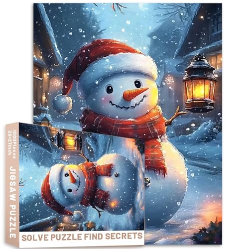 Laterne, Schneemann, Winternacht, Puzzle, 1000 Teile, leuchtende Augen, schneebedeckte Straße, Haus, Cartoon-Stil, bunte Familienaktivitäten, Basteln, Puzzle, für Dekoration Laterne, Schneemann, Winternacht, Puzzle, 1000 Teile, leuchtende Augen, schneebedeckte Straße, Haus, Cartoon-Stil, bunte Familienaktivitäten, Basteln, Puzzle, für Dekoration von Generic