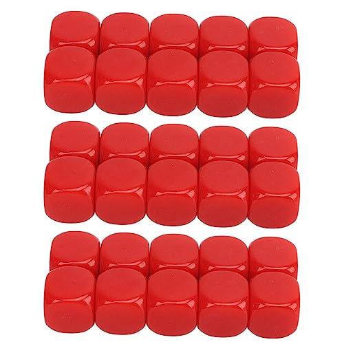 Leere Würfel Set Plastik DIY Aufkleber Mathematikunterrichtsspielparty Fun 16mm Abgerundet 6 -Seiten -Würfel für Lehrer Schüler Pack von 30 (Rot) von Generic