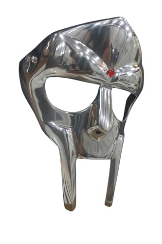 Legendary Chrome MF DOOM Gladiator Metal Mask with Red Gem, Breathable & Adjustable Leather Strap - Epic Cosplay, LARP & Halloween Armor Accessory von Generic