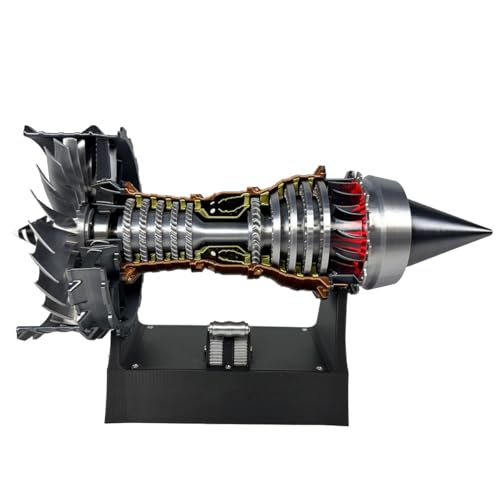 Lehrmodell eines A380-Flugzeugturbinentriebwerks im Maßstab 1:25, elektrifiziertes LED-Leuchtmotiv mit einstellbarem Motiv, Schreibtischdekoration für Schule, Labor und Zuhause(Red LED,Assembly) von Generic