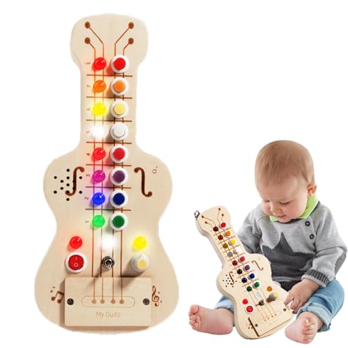 Leiterplatte für Kinder - Sensorische Aktivitätskarte mit sensorischem Spielzeug für Kinder aus hellem Holz, Lernkarten für Kinder, Gitarre Spielzeug für Zuhause, Reisen verbessert von Generic