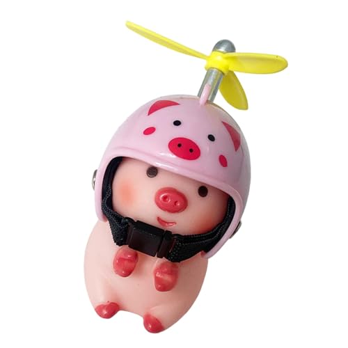 Lenkerschmuck, Tierfigur mit Propellerhelm | Verspielte Dekoration für Fahrrad und Motorrad, lustiges Zubehör | Schweinefleischfigur zur Anpassung von Radfahrenlenkern von Generic