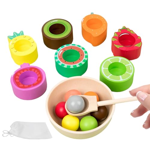 Lernspielzeug zum Sortieren von Früchten,Holzfarbsortierspielzeug | Klassifizierung der Früchte Feinmotorik Spielzeug | Pädagogisches sensorisches Spielzeug für die co von Generic