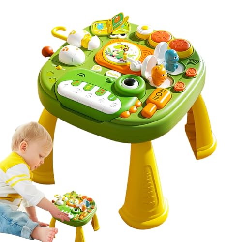 Lerntisch, Aktivitätstisch für Kinder | Dinosaurieraktivitätszentrum mit Musik und Lichtern, stehender Spieltisch für und Mädchen ab 3 Jahren, Spielzeugklavier von Generic