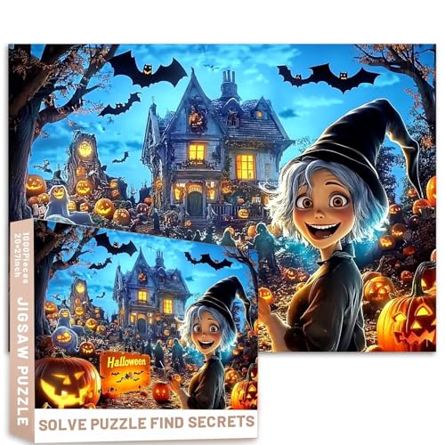 Leuchtende Fledermaus, Spukhaus, Halloween-Puzzle, 1000 Teile, Hexe, 68,6 x 50,8 cm, Weitwinkel, Fotorealismus, anspruchsvolle Familienaktivitäten, Spiele, bunt, DIY-Bastelpuzzle für Heimdekoration Leuchtende Fledermaus, Spukhaus, Halloween-Puzzle, 1000 Teile, Hexe, 68,6 x 50,8 cm, Weitwinkel, Fotorealismus, anspruchsvolle Familienaktivitäten, Spiele, bunt, DIY-Bastelpuzzle für Heimdekoration von Generic
