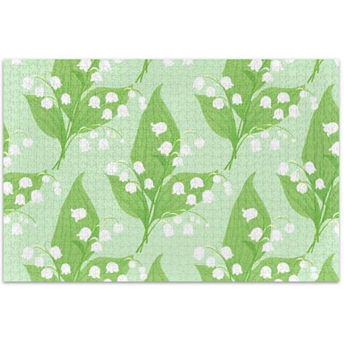 Lily of Valley Grünes Puzzle für Erwachsene, Kunstwerk, Tierdruck, lustiges Familienpuzzle, Geschenke für weiße Elefanten, 500 Teile von Generic