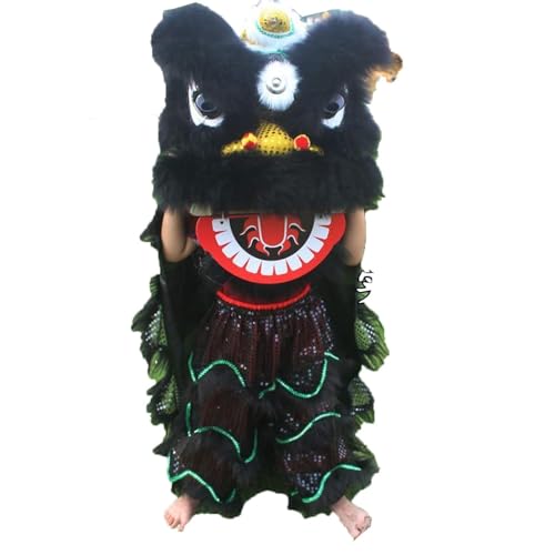 Lion Dance Mascot Costume for 5-12 Age Party Carnival Festival - 14 Inch Chinese Traditional Dragon And Lion Dance(Black) von Generic