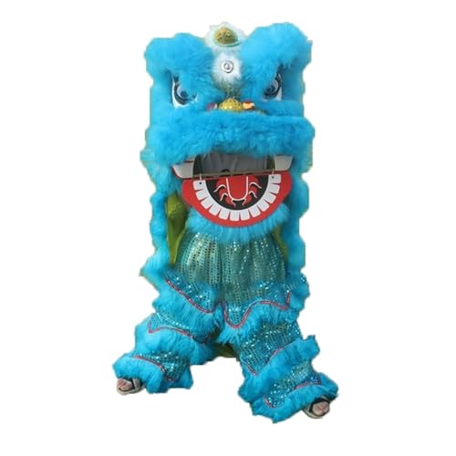 Lion Dance Mascot Costume for 5-12 Age Party Carnival Festival - 14 Inch Chinese Traditional Dragon And Lion Dance(Light Blue) von Generic