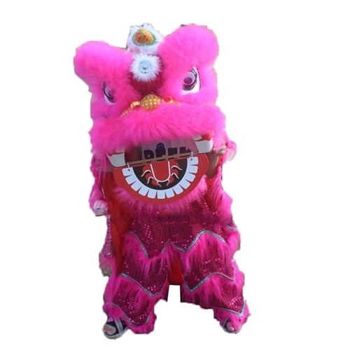 Lion Dance Mascot Costume for 5-12 Age Party Carnival Festival - 14 Inch Chinese Traditional Dragon And Lion Dance(Rose Red) von Generic