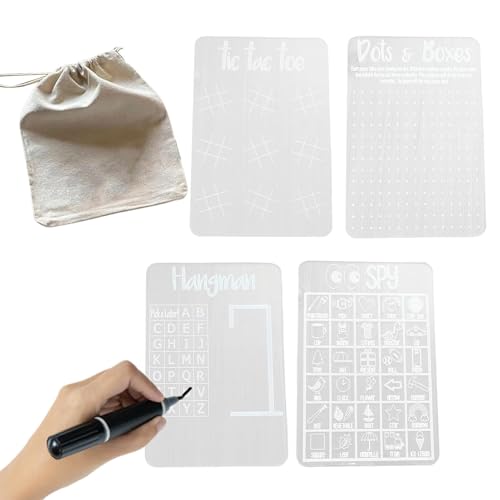 Löschbare Spielplatten, Trockenlöre Game Boards | Tragbarer Erase Dry Game Board 4X - Wiederverwendbare klare Tabletop Bildungsreise Family Party Fun Spielzeug für Kinder, Erwachsene von Generic