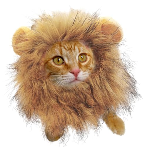 Löwenmähne für Katzen – Löwenkostüm für Hunde, Cosplay-Perücke, Weihnachtszubehör für Tiere, dekorativer Hut für Kätzchen und Welpen, Kostüm-Idee für Partys von Generic