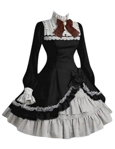 Lolita Maid Cosplay Kostüm schöne Halloween -Kostüm Retro Kleid (schwarz L) von Generic