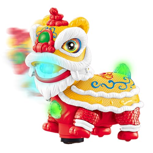 Lucky Lion Dashboard Ornament - Lebendige Harzspielzeugfigur, Animiertes Löwenmodell | Schüttelfrost -Löwen -Tanzdekor Mit Klang Und Licht, Heimdekoration Für Festival, Chinesisches Kulturgeschenk, von Generic