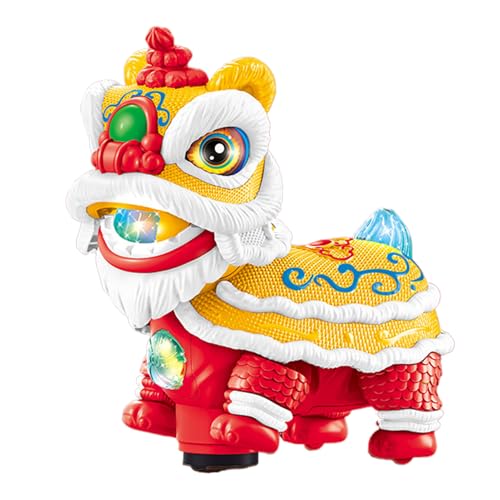 Lucky Lion Decor - Tanzspielzeugskulptur, wackelndes Autozubehör | Traditionelles Festivalmodelldisplay, animierte leichte Musikstatue, Fahrzeug Dashboard Dekorative Stück von Generic