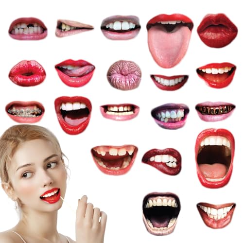 Lustige Foto-Requisiten für Mundlippen, Mounth Lips Foto-Requisiten, 20 x Requisiten für Fotokabinen, Mund und lustige Lippen | Unvergessliches Selfie Zubehör für einen at von Generic