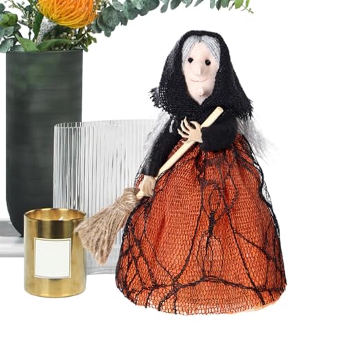 Lustige Halloween-Hexenpuppe, Halloween Horror Hexenpuppe, lebendiges Halloween auf Besen - Handgemachte Requisiten für Halloween-Dekorationen, Halloween-Puppe für Berühmte von Generic