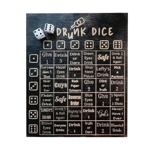 Lustige Würfelteller, Würfelspiel zum Trinken, Würfelspiel für Challenge, Werkzeugbrett aus Holz für Trinkspiele, für Erwachsene, Freundin, Freund, Familie von Generic
