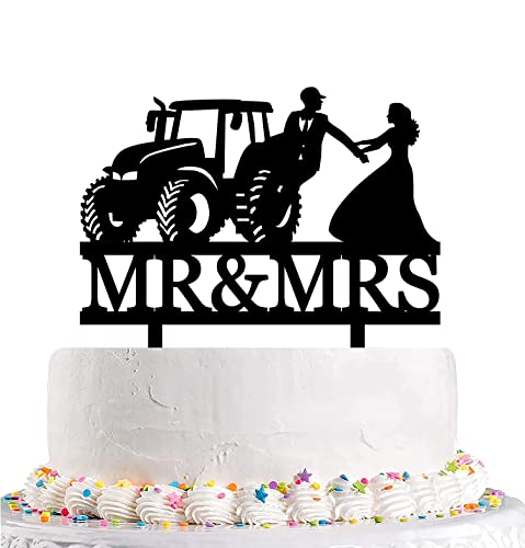 Lustiger Hochzeitstortenaufsatz – Braut greift Bauer Bräutigam Who Just Got Off Traktor – Farmer Couple Cake Topper, Mr&Mrs Hochzeitstortenaufsatz (Bauern) von Generic