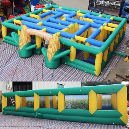 Lustiges Spiel, groß, 8 x 8 m, Halloween-Spukhaus, aufblasbares Maislabyrinth-Labyrinth-Labyrinth-Labyrinth-Laser-Tag-Spiel (7,9 x 7,9 x 4 m mit Gebläse) von Generic
