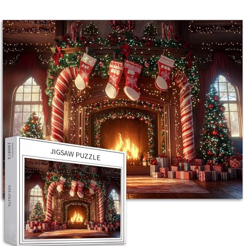 Lustiges Weihnachtskamin 1000-teiliges Puzzle für Erwachsene, Weihnachtsdekoration, Kunst-Puzzle, bunte DIY-Puzzles für Heimdekoration, Geschenke, Familienpuzzle, perfekt für Spieleabende, 70 × 50 cm Lustiges Weihnachtskamin 1000-teiliges Puzzle für Erwachsene, Weihnachtsdekoration, Kunst-Puzzle, bunte DIY-Puzzles für Heimdekoration, Geschenke, Familienpuzzle, perfekt für Spieleabende, 70 × 50 cm von Generic