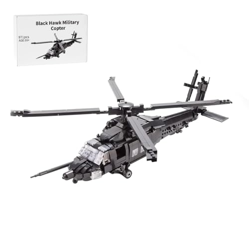 MH60M Helikopter Black Hawk Military Army Flugzeug Bausteine Set, 971 Teile Luftwaffe Bausteine Spielzeug, Militärhubschrauber Bauset für Erwachsene von Generic