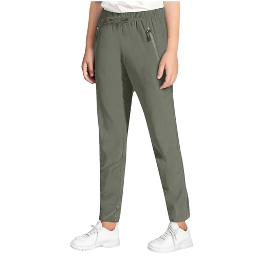 Mädchen Jogginghose mit Kordelzug mit hoher Taille und Reißverschlusstaschen - Tapered Leg - Elastischer Bund - Lässige Jogginghose - Athletischer Sport - Wandern - Laufen Mädchen Jogginghose mit Kordelzug mit hoher Taille und Reißverschlusstaschen - Tapered Leg - Elastischer Bund - Lässige Jogginghose - Athletischer Sport - Wandern - Laufen von Generic