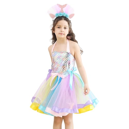 Mädchen-Meerjungfrau-Kostüm-Outfit-Set Feenhaftes buntes Prinzessinnen-Kostümset für Motto-Party-Outfit von Generic