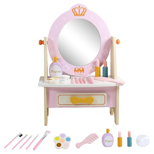Mädchen-Salon-Set aus Holz – Fited Make-Up Set, Early Education Toy für Mädchen | Lippenstift, Lidschatten, Holzkamm, Make-up-Pinsel und Schminktisch für kleine Mädchen Mädchen-Salon-Set aus Holz – Fited Make-Up Set, Early Education Toy für Mädchen | Lippenstift, Lidschatten, Holzkamm, Make-up-Pinsel und Schminktisch für kleine Mädchen von Generic