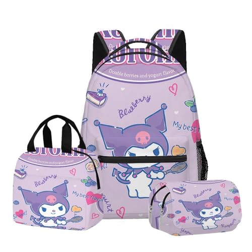 Mädchen Schultasche, niedliche Cartoon-Rucksack DREI Stück Set einschließlich Rucksack, Mittagsetasche, Bleistifthülle(B) von Generic