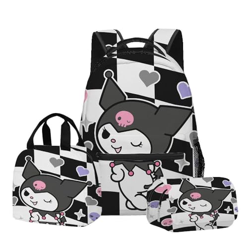 Mädchen Schultasche, niedliche Cartoon-Rucksack DREI Stück Set einschließlich Rucksack, Mittagsetasche, Bleistifthülle(C) von Generic