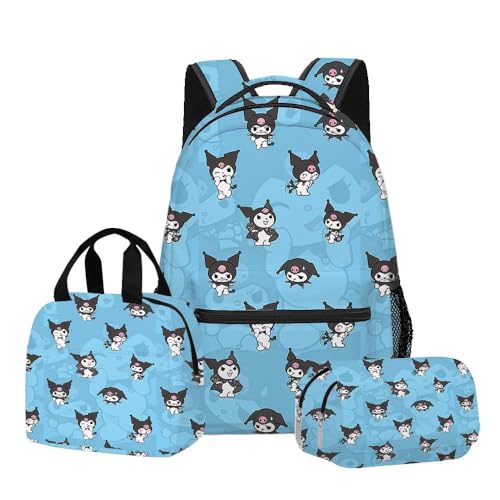 Mädchen Schultasche, niedliche Cartoon-Rucksack DREI Stück Set einschließlich Rucksack, Mittagsetasche, Bleistifthülle(G) von Generic