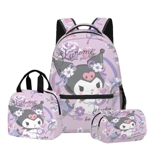 Mädchen Schultasche, niedliche Cartoon-Rucksack DREI Stück Set einschließlich Rucksack, Mittagsetasche, Bleistifthülle(J) von Generic