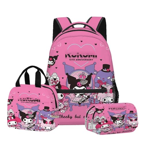 Mädchen Schultasche, niedliche Cartoon-Rucksack DREI Stück Set einschließlich Rucksack, Mittagsetasche, Bleistifthülle(O) von Generic