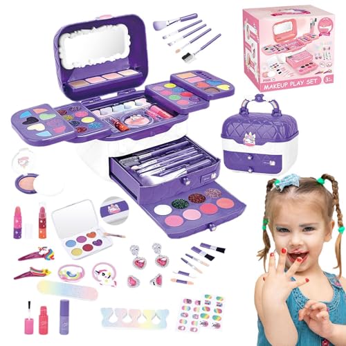 Mädchen Spielen Make-up,Spielen Make-up, Waschbares Make-up für kleine Mädchen, Kinder-Make-up-Set für Mädchen, -Kosmetik-Sets mit Spiegeln, Kinderspiel-Make-up-Spielzeug für Mädchen, Kinder von Generic