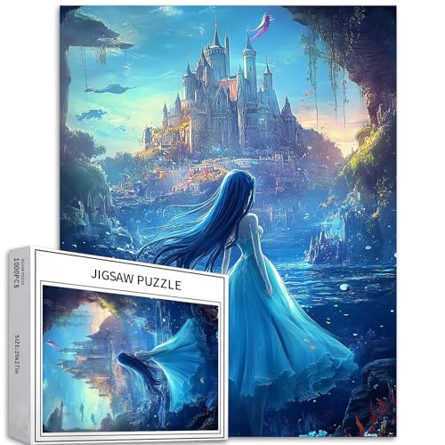 Mädchen im Prinzessinnen-Kostüm, 1000-teiliges Puzzle für Erwachsene, Unterwasserschloss, Hintergrund, Kunst-Puzzle, anspruchsvolle Familienaktivitäten, buntes Bastelpuzzle für Heimdekoration, von Generic