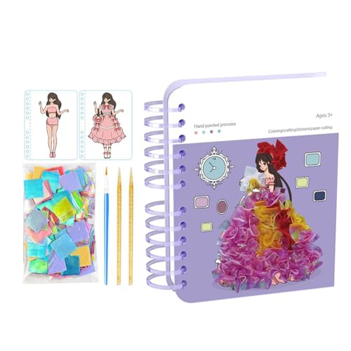 Mädchen pooking Art - 7.09x9.84 Zoll Kunstkit, Aufkleberspiel, Malaktivitätspaket | Bildungsspielzeug für Bildungshandwerk für Kindergärtner im Vorschulkindergarten Klassenzimmer Reisewagen Flugzeug S von Generic