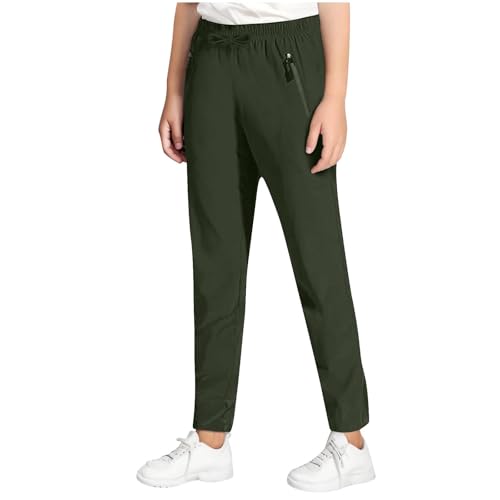 Mädchenhose - Tapered Leg - Elastischer Bund - Lässige Jogginghose - Kordelzug - Hohe Taille - Reißverschlusstaschen - Athletische Trainingshose - Sportliche von Generic
