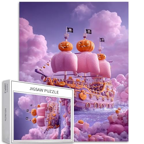 Magic Candy Cruise Puzzle für Erwachsene, Halloween-Elemente, Kunst-Puzzle, herausfordernde Familienaktivitäten, buntes Bastelpuzzle für Heimdekoration, Geschenke, 50,8 x 68,6 cm, 1000 Teile von Generic