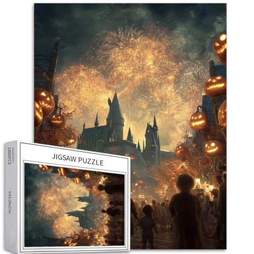 Magic Pumpkin Fireworks Show 1000 Teile Puzzle für Erwachsene, Fantasie, Halloween-Szene, Kunst-Puzzle, herausfordernde Familienaktivitäten, buntes DIY-Bastelpuzzle für Heimdekoration, Geschenke, 50 x Magic Pumpkin Fireworks Show 1000 Teile Puzzle für Erwachsene, Fantasie, Halloween-Szene, Kunst-Puzzle, herausfordernde Familienaktivitäten, buntes DIY-Bastelpuzzle für Heimdekoration, Geschenke, 50 x von Generic