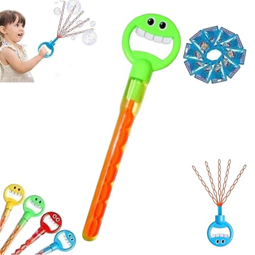 Magischer Seifenblasenstab mit 5 Krallen, 32 Löcher, Smiley-Gesicht, Seifenblasenstab mit fünf Krallen, Smiley-Gesicht, Seifenblasenstäbe, Spielzeug mit Nachfüllblasen, Grün von Generic
