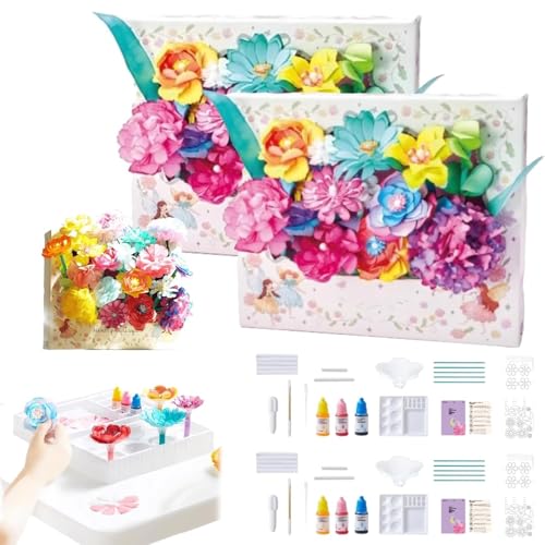 Magisches Blütenblatt-Blumenset, DIY-Bastelset for farbige Papierblumen mit Aquarell-Unschärfeeffekt, kreatives Blumenherstellungs-Spielzeugset for Kunst und Fantasie(2pcs) von Generic