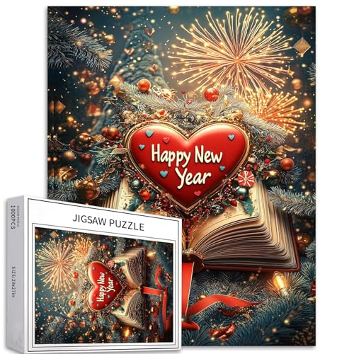Magisches Buch, 1000 Teile Puzzles für Erwachsene und Anfänger, Frohes neues Jahr, Puzzle, Weihnachtsbaum-Puzzle, 50,8 x 68,6 cm, anspruchsvolle Familienaktivitätsspiele, Bastelpuzzle für von Generic
