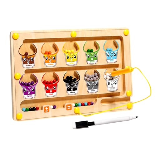 Magnet -Sortierplatte - Farbe Und Zahlenlabyrinse | Hölzerne Feinmotorische Fähigkeiten Entwicklung Farbanpassung Und Zählen Spielzeug, Sensorisches Spiel, Frühes Lernen STEM -Aktivität Für Kinder von Generic