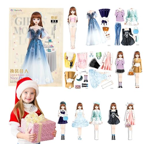 Magnetic Dress Up - Zubehör für Kinder, Princess Dress Up | Stickerbuch für Kinder, wiederholtes magnetisches Puzzle, magnetisches Aufkleberspielzeug, Puppenkleidung für Mädchen von 4 bis 6 Jahren von Generic