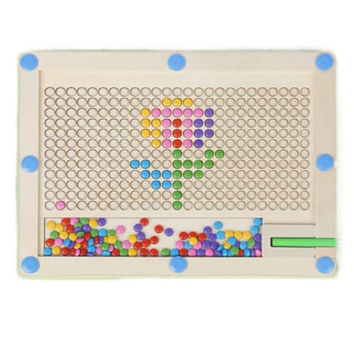Magnetische Kritzeltafel mit gepunkteten Perlen - Magnetische Kritzeltafel für Kinder mit Perlen | Holzmaltisch mit magnetischen Perlen | Kreative magnetische Tafel von Generic