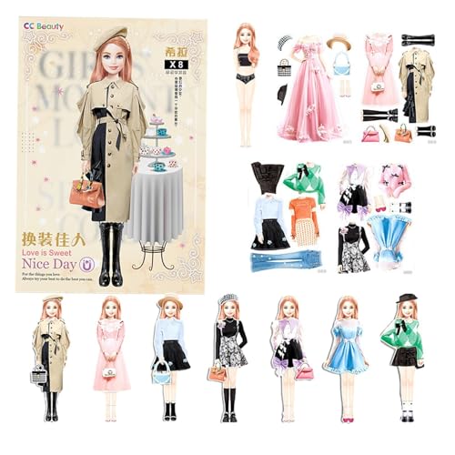 Magnetische Papierpuppen, magnetische Anziehpuppen, Prinzessinnen-Kleid, magnetisch, tragbar, ohne Widmen, für Mädchen, Geburtstagsgeschenk Magnetische Papierpuppen, magnetische Anziehpuppen, Prinzessinnen-Kleid, magnetisch, tragbar, ohne Widmen, für Mädchen, Geburtstagsgeschenk von Generic