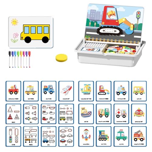 Magnetische Puzzles, Face Dress Up Reisespiel, doppelseitiges pädagogisches Lernspielzeug, 2025 neues magnetisches Mathe-Meisterset, fördert Kreativität und Lernen(Transportation) von Generic