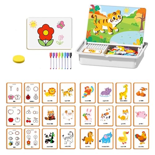 Magnetische Puzzles, Face Dress Up Reisespiel, doppelseitiges pädagogisches Lernspielzeug, 2025 neues magnetisches Mathe-Meisterset, sicher und langlebig, fördert Kreativität und Lernen(Animals) von Generic