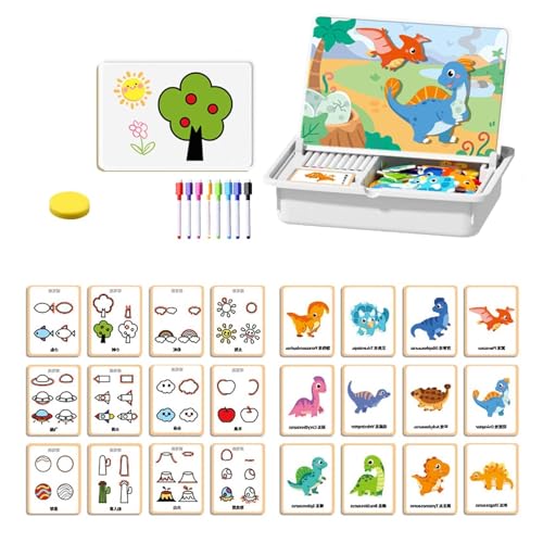 Magnetische Puzzles, Face Dress Up Reisespiel, doppelseitiges pädagogisches Lernspielzeug, 2025 neues magnetisches Mathe-Meisterset, sicher und langlebig, fördert Kreativität und Lernen(Dinosaur) von Generic